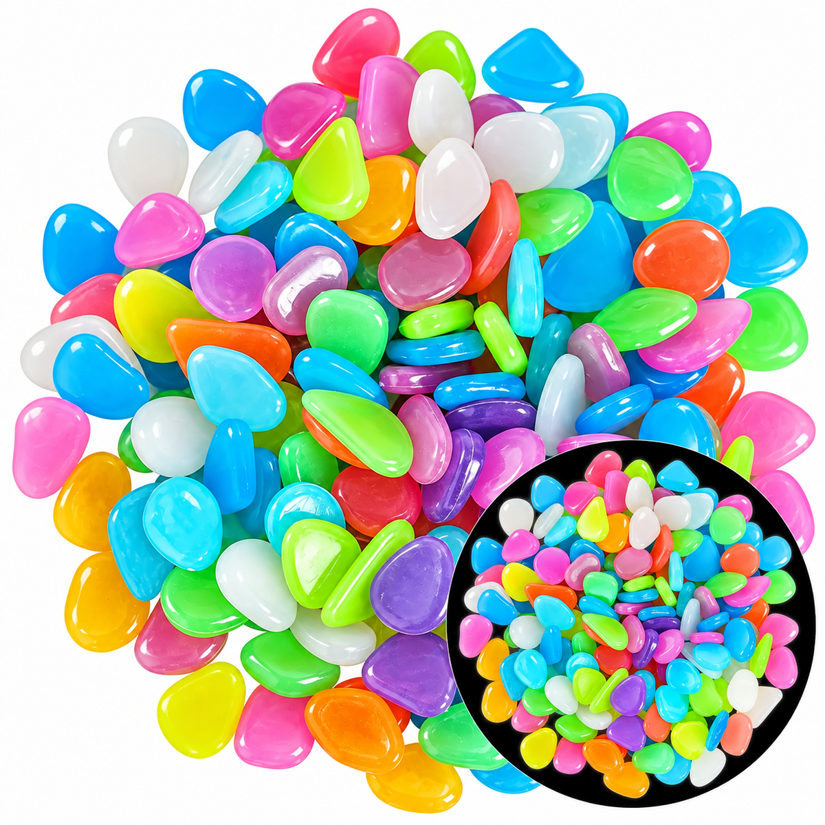 Multicolor Luminous Stones – Glow in the Dark Decorative Pebbles ✨